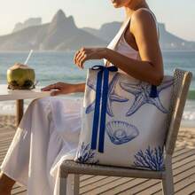 1 Sacola Ecobag de Linho Praia Coleção Brasilidades Liamora - Bege - Visão 6