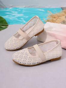 1 par de bailarinas con malla transpirable y con estilo, adecuadas para el uso diario, salidas de verano, citas, compras, ocio en casa y talla grande ocasiones, añadiendo brillo a cada paso - Beis - Ver 7
