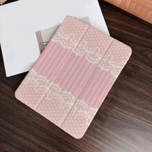 1 bao đựng máy tính bảng màu hồng ren chấm bi kẻ sọc có khe đựng bút chì, tương thích với iPad 10.9/10.2/Air 5/Pro 11/10/9.7/Air 2/(thế hệ thứ 7)/(thế hệ thứ 8)/Air 4/5/Pro 11/10 10.9 inch phiên bản 2022, chức năng ngủ/thức thông minh, phụ kiện máy tính bảng thời trang tương thích với Mi Pad 5/5 Pro/6/6 Pro/7/7 Pro, Galaxy Tab S10+/S9/A9 - Nhiều màu - Xem 2