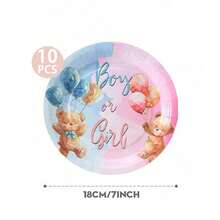 Gender Reveal Party Supplies Set, Gender Reveal Cake Plates, 7/9 Inch Gender Reveal Party Disposable Paper Plates And Napkins, Suitable For Pink And Blue Gender Reveal Decorations - Multicolor - View 10