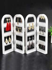 1 Earring Display Stand, Acrylic Foldable Jewelry Necklace Box Organizer - White - View 9