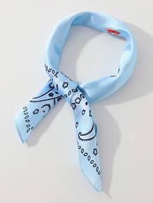 1件装女士时尚佩斯利花纹螃蟹虾印花围巾，海洋元素发带，百搭日常配饰 - 藍色 - 查看 5