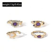 Bộ 4 nhẫn đính đá hình mặt trời và mặt trăng thời trang, quà tặng cho Ngày Valentine, Ngày của Mẹ, sinh nhật. - Nhiều màu - Xem 3