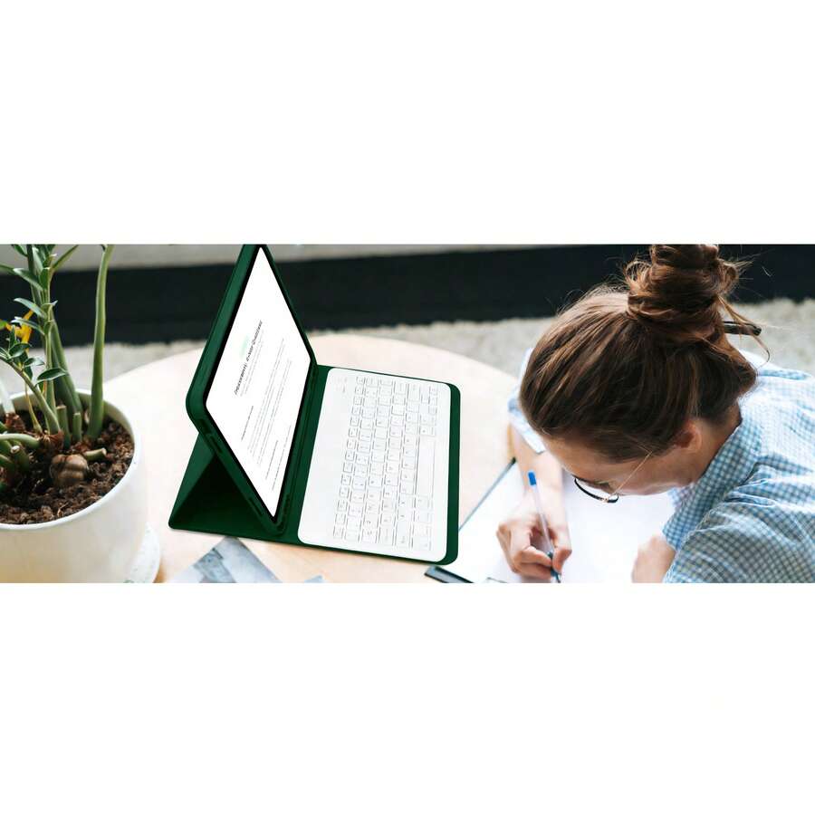 TenYide 多角度支架书本式平板电脑保护套，键盘保护套，超薄蓝牙键盘+平板电脑保护套支架，防震/防尘/防指纹，键盘保护套兼容iPad 5/6/7/8/9/10/11代（A16）、iPad Pro 11/12.9/13、iPad Air 1/2/3/4/5/6/7/11/13，保护套包含可拆卸无线键盘、电池和保护盖，兼容三星GalaxyTab/MatePad/荣耀Pad/小米Pad/红米iPad/联想Tab