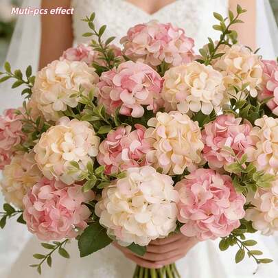 1 Bunch Of Artificial Two-Tone Gradient Hydrangea Flowers, Ideal For Home Decor, Dining Tables, Holiday Parties, And DIY Vase Decoration. The Perfect Choice For Various Holidays And Anniversaries. Made Of Durable Plastic, An Excellent Option For Home