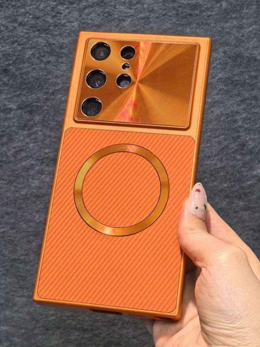 Funda de teléfono de fibra de carbono con lente Aurora magnética de lujo, compatible con Samsung S26 Ultra, S25, S24 Ultra, S23 Ultra, protección de cámara a prueba de golpes