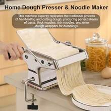 He  Dough Preer Tainle Teel Noodle Maker Hine Dumpling Wrapper Pre With 6-Thick Etting 0.6-4.8mm 3 Noodle Widt (2mm/6mm/9mm) Noodle Cutter For Kitchen - Stainless Steel - View 6