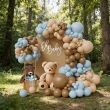 125pcs Balloon Arch Kit - Light Blue, Beige, Tan & Brown Globes - Elegant Shower & Gender Reveal Party Decor With Woodland Backdrop, Emulsion Balloons For Weddings, Birthdays & Baptisms, Gender Reveal Party Decor | Elegant Balloon Arrangement | Durable Balloon Kit, Balloon Decorations - View 3