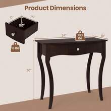 Wooden Console Table, Chic Accent Entryway Table With Storage Drawers, Solid Rubber Wood Legs And Metal Guide Rails, Vintage Sofa Tables For Living Room, Foyer, Bedroom And Entrance - Espresso - 查看 3