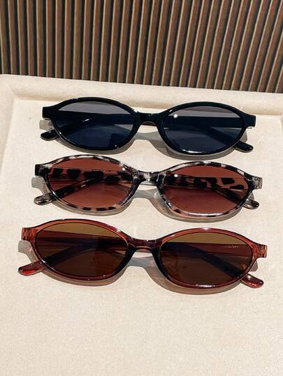 3 Pairs Oval Y2K Frame Glasses, Unisex Fashion Eyewear Suitable For Photography, Driving, Summer Beach, Outdoor Activities, Travel. Oversized Casual Frames, Suitable For Outfits, Back To School Season