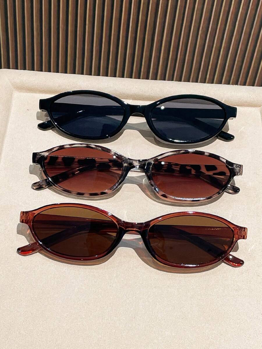 3 cặp kính gọng oval Y2K, kính thời trang unisex phù hợp cho chụp ảnh, lái xe, đi biển mùa hè, hoạt động ngoài trời, du lịch. Gọng kính ngoại cỡ, kiểu dáng giản dị, phù hợp với nhiều trang phục, mùa tựu trường. - Nhiều màu - Xem 1
