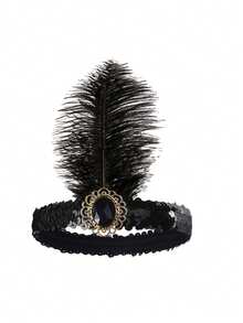 Tocado de estilo vintage de los años 20, una elección perfecta para el baile de máscaras, celebraciones festivas u otros eventos de disfraces, un excelente regalo para tu pareja - Negro - Ver 8