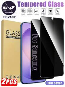 安卓手机贴膜 2片装 适用于三星 Galaxy S26 Plus 的隐私钢化玻璃屏幕保护膜，支持指纹解锁，采用9H硬度高品质钢化玻璃制成，提供防油、防刮、防指纹、防尘等多重防护功能，母亲节礼物 - 黑色 - 查看 24