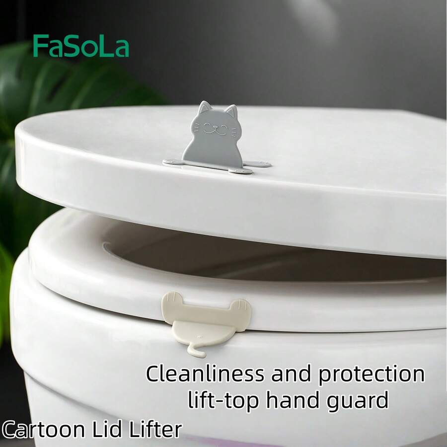 Tay cầm nâng nắp bồn cầu, dụng cụ mở nắp bồn cầu rảnh tay, dụng cụ hỗ trợ nâng nắp bồn cầu hình hoạt hình sáng tạo, loại dán. - nhiều màu - Xem 1