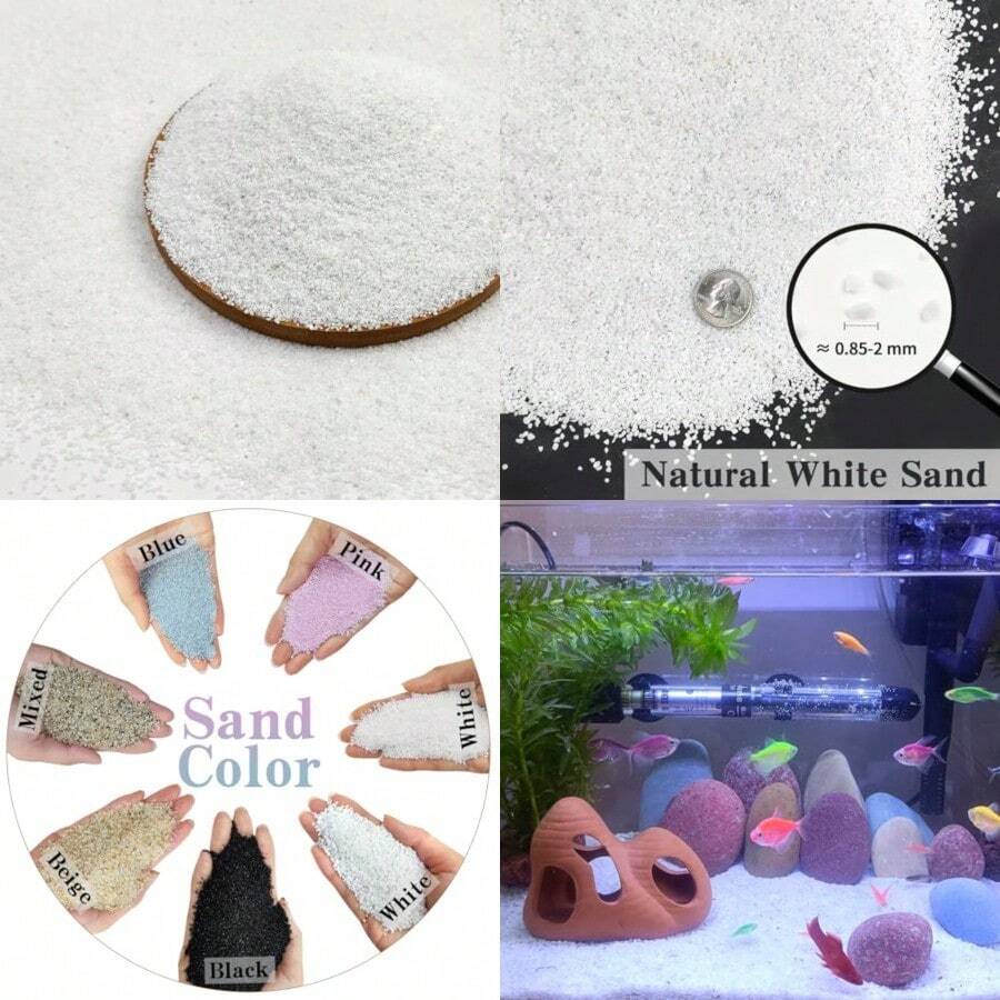 S Aquarium Sand 0.8-2 Mm Mini Aquarium Gravel. Coarse Sand For Fish Tank Paintings Succulent Plants Potted Fire Pits Candle Vase Filler And Crafts - 5磅 - 查看 1