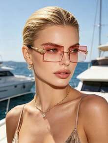 3 Pairs Rectangular Casual Glasses Sets, Luxury Brand Designer Glasses. Suitable For Beach, Vacation, Sunshade, Classic Driving, Fishing, Travel, Shopping, Outdoor Sports, Tourism, Camping, Hiking, Leisure Eye Protection, Retro Travel Driver Glasses - Multicolor - View 4