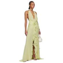 Summer New Women's Fashion Elegant Temperament Long Dress Goddess Sexy V-Neck Sleeveless Three-Dimensional Floral Ruffle Seaside Vacation Flowing Long Dress In Multiple Colors For Parties, Banquets, And Dates - 綠色 - 查看 8