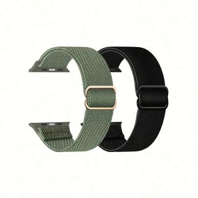 2Pcs Set Stretchy Nylon Solo Loop Compatible With Apple Watch Band 49mm 46mm 45mm 44mm 42mm 41mm 40mm 38mm Men Women,Grey Soft Nylon Elastic Braided Strap Compatible With Apple Watch Series Ultra SE 11 10 9 8 7 6 5 4 3 2 1 As A Gift For Students Returning To School