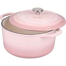 Enameled Cast Iron Dutch Oven Pot With Lid, For Sourdough Bread Baking, Round Dutch Ovens, 4.5 Quart, Pink - Pink - View 5