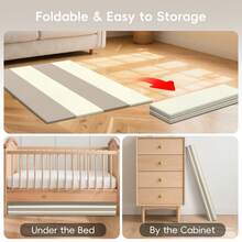 47"X47"X1.2" Foldable Yoga Mat & Exercise Mat, Waterproof Playmats For Floor, Thicken Foam Playmat For Tummy Time & Crawling,  Playpen Mat, Portable Floor Mat For Home Family Living Room, Beige+Milk Tea - Beige+Milk Tea - View 4
