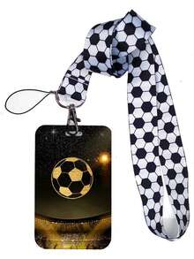 1pc Football Lanyard Keychain, Office ID Card Holder, Gym Card Holder, Mobile Phone Lanyard, Key Ring, Badge Holder - Multicolor - View 5