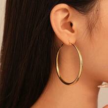 1 Pair Iron Minimalist Exaggerated Large Hoop Earrings, Suitable For Women's Daily Wear - Yellow Gold - View 2