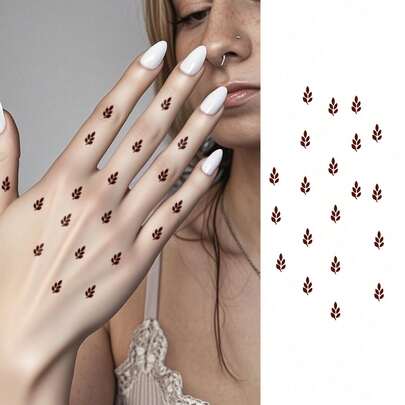 1 Sheet Washable Y2K Style Red Leaf Hand Tattoo Sticker, Waterproof And Sweat-Proof, Suitable For Daily Use By Fashionistas.