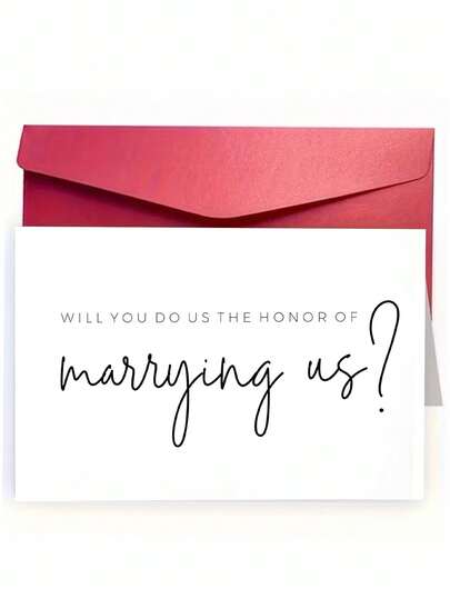 1pc, Timeless Minimalist Wedding Invitation Card "Marrying Us". Includes Envelope, Thick Matte Paper. Delicate Handwritten Cursive Design. Perfect For Wedding Day-The Ideal Sentimental Invite (12cm/4.7in X 17cm/6.7in)