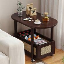 Portable Wheels Mobile Table Laptop Desk Adjustable Height Overbed Sofa Side - Brown - View 9