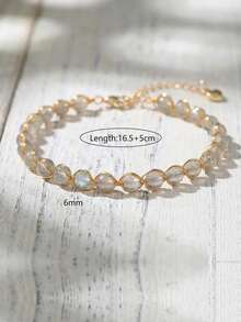 1 chiếc vòng tay charm thủ công điều chỉnh được, làm từ hạt đá tự nhiên mạ vàng 14K, kiểu dáng thanh lịch, có tác dụng chữa lành, dành cho nữ, trang sức tinh tế. - Nhiều màu - Xem 3