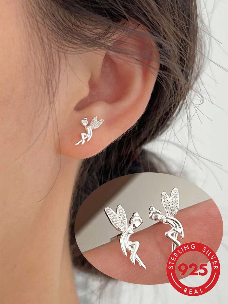 GAGAFEEL 1 Pair Delicate & Customizable S925 Sterling Silver Earrings For Women, Suitable For Gifts And Daily Wear - Silver - View 1