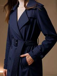 Women's Mid-Length Pocket Jacket, Suitable For Commuting In Spring And Autumn - Blue - View 4