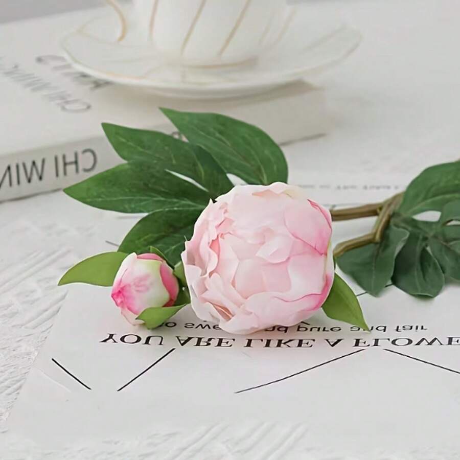 1/5 Bundle 19-Inch Artificial Peony Flower Bouquet, Lifelike Peony, Fake Flowers, Suitable For Home Decor, Valentine's Day Gift, Mother's Day Gift, Wedding Centerpiece Decor, Party Decor, Wedding Bouquet, Office Decor, Bedroom And Living Room Decor - Purple - View 1