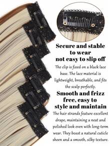 6pcs/Set 10-Inch Straight Synthetic Hair Clip-In Extensions, Suitable For Daily Use By Women And Girls - Multicolor - View 5