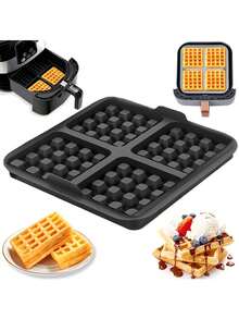 Square Waffle Mold - Non-Stick Baking Tray Suitable For Most 4-7L Air Fryers | Reusable Belgian Waffle, Pancake And Egg Mold | Dishwasher - Multicolor - View 10