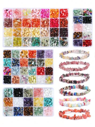 Natural Colored Crystal Gravel Mixed Color Set, Irregular Shape Mixed Color Beads For Jewelry Making Kit, Natural Core Crystal Beads With Holes For DIY Crafts, Jewelry Making