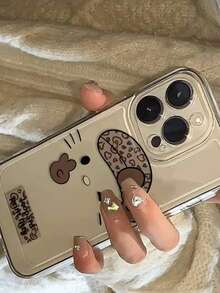 SANRIO 1 chiếc ốp lưng điện thoại trong suốt in hình da báo, nơ và trái tim Hello Kitty bằng chất liệu TPU, chống sốc, mềm mại, tương thích với iPhone 17, 17 Pro, 17 PM, 16, 16 Pro, 16 PM, 15, 15 Pro, 15 PM, 14 Pro Max, 14 Pro, 14, 13 Pro Max, 13 Pro, 12 Pro Max, 12 Pro, 11, 11 Pro Max, SE - Nhiều màu - Xem 3
