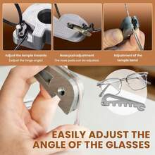 Eyeglass Curvature Adjuster & Frame Bender - Metal Temple Arms & Nose Pads Adjustment Tool For DIY Glasses Repair & Tightening, Professional Optician Tool For Eyeglasses & Sunglasses - 1 - 查看 3
