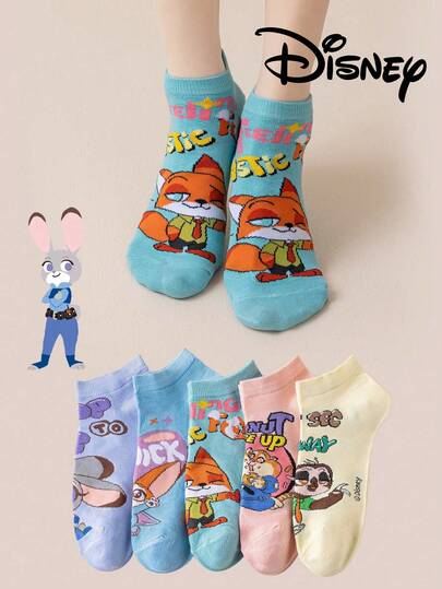  1/5 Đôi tất Disney Zootopia hình thuyền, tất hoạt hình mùa hè độc đáo, tất thời trang thoáng khí thoải mái dành cho nam và nữ, quà tặng.