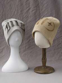 1pc Women's Fashion Y2K Jacquard Knit Beanie Hat, Warm & Suitable For Autumn/Winter Casual Outfits - A - 查看 2