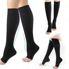 1 Pair 8-15mmHg Gradient Compression Socks, Open Toe Design, Unisex, Comfortable & Breathable, Suitable For Daily Wear, Long Standing Or Sitting, Machine Washable - Multicolor - View 13