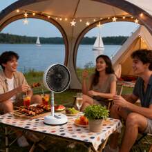 Outdoor Aluminum Alloy Foldable Fan, Portable Remote Control Quiet Timed Vertical Telescopic 7200mAh High Airflow Long Lasting Battery, Multifunctional Fan For Home & Camping - Other - View 10
