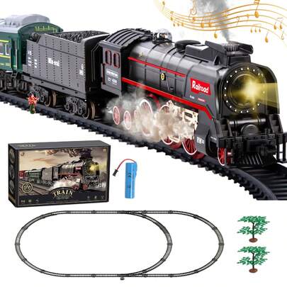 Dampfeisenbahn-Gleisbauset, DIY-Bausatz, Einfach Zu Montieren, Geschenkverpackung (Batterien Nicht Enthalten), Ein Perfektes Geschenk Für Weihnachten, Neujahr, Geburtstage, Thanksgiving Oder Andere Feiertage.