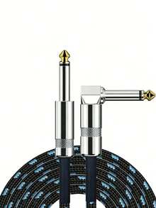 6.35mm 吉他音訊線，吉他線，電子樂器線，貝斯擴大機線，適用於電吉他、民謠吉他、貝斯吉他、電曼陀林，專業音訊連接線，錄音線，木製貝斯降噪，吉他配件 - 黑色 - 查看 2