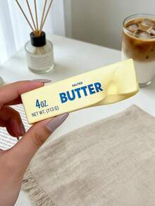 1pc Realistic Salted Butter Bar Simulation Model Ultra Soft Slow Rebound Fake Food Prop Portable Palm Size Aesthetic Desktop Ornament Flexible Squeezable Decor For Office Home Table Photo Shooting Holiday Party Display Decorations - View 6