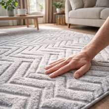 Tokyo Non-Slip Rug With High Relief Geometric Pattern For Living Room/Bedroom, 1.40m X 2.00m Or 2.00m X 2.40m - Màu Xám nhạt - Xem 5