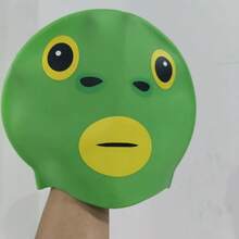 绿色泳帽，趣味硅胶成人泳帽，可爱搞怪泳帽，适合大头围 - 帽子 - 查看 2