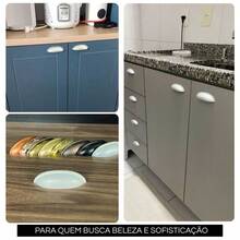 Puxador de Gavetas Móveis Armários Guarda Roupas Portas Cozinha Banheiro Metal Concha - Branco - Visão 3