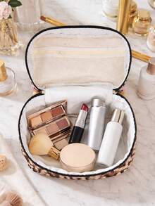 性感豹纹女士化妆包 – 大容量多功能旅行手提包，时尚日常收纳袋 - 彩色 - 查看 10