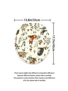 4pcs/Set Forest Animal Pattern Bathroom Shower Curtain Set, Vintage Countryside Style, Includes 12 Hooks, 72"X72", Also Comes With Toilet Seat Cover, Bath Mat And Rug; Made Of High-Quality Polyester Fabric, Washable And Mildew-Resistant, Suitable For Holiday Decoration, Bathroom, Room, Bedroom Decor, Bathroom Accessories, Kitchen Decor, Western-Style Bedroom Curtains, Western-Style Residence And Mother's Day Theme Decoration. - Fox - View 9